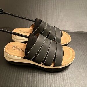 White Mountain Footbeds womens navy blue strappy comfort sandals 9M Fascinate.